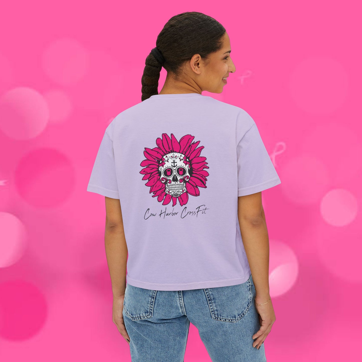 Barbells for Boos Women's Skull Boxy Tee