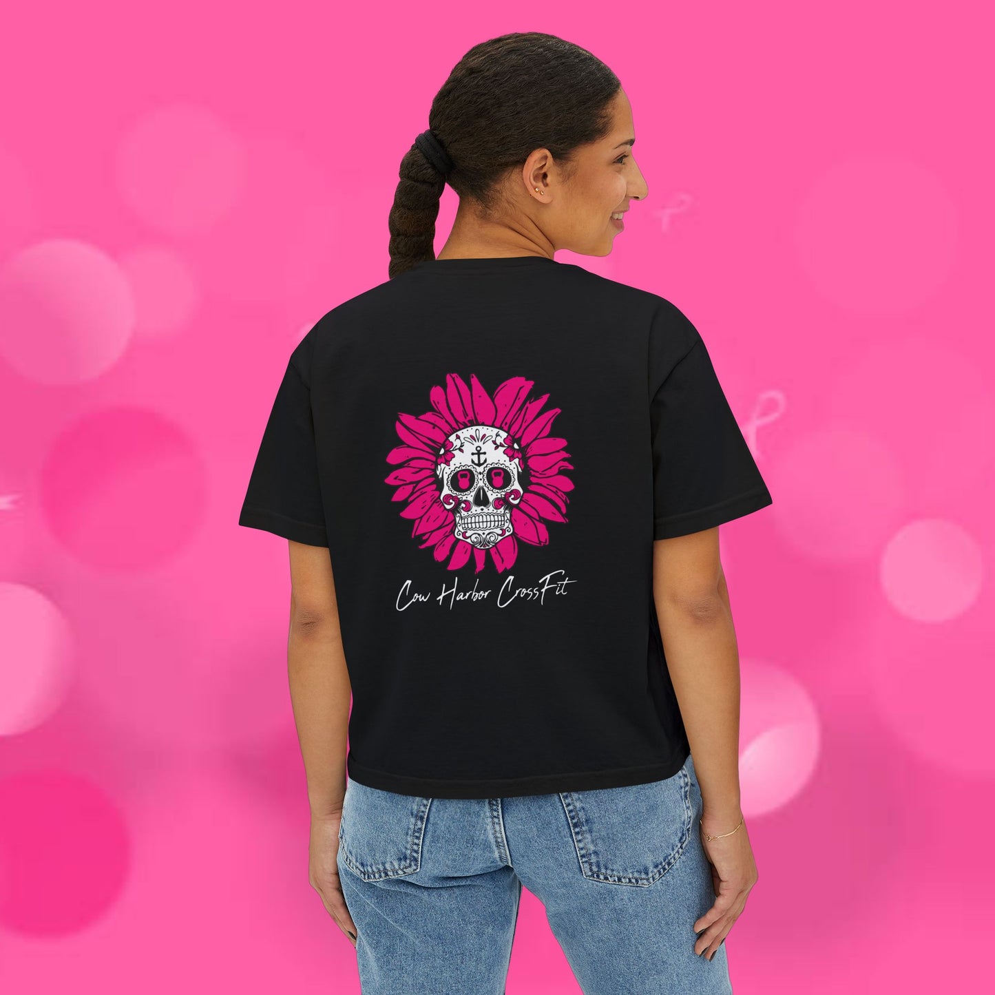 Barbells for Boos Women's Skull Boxy Tee