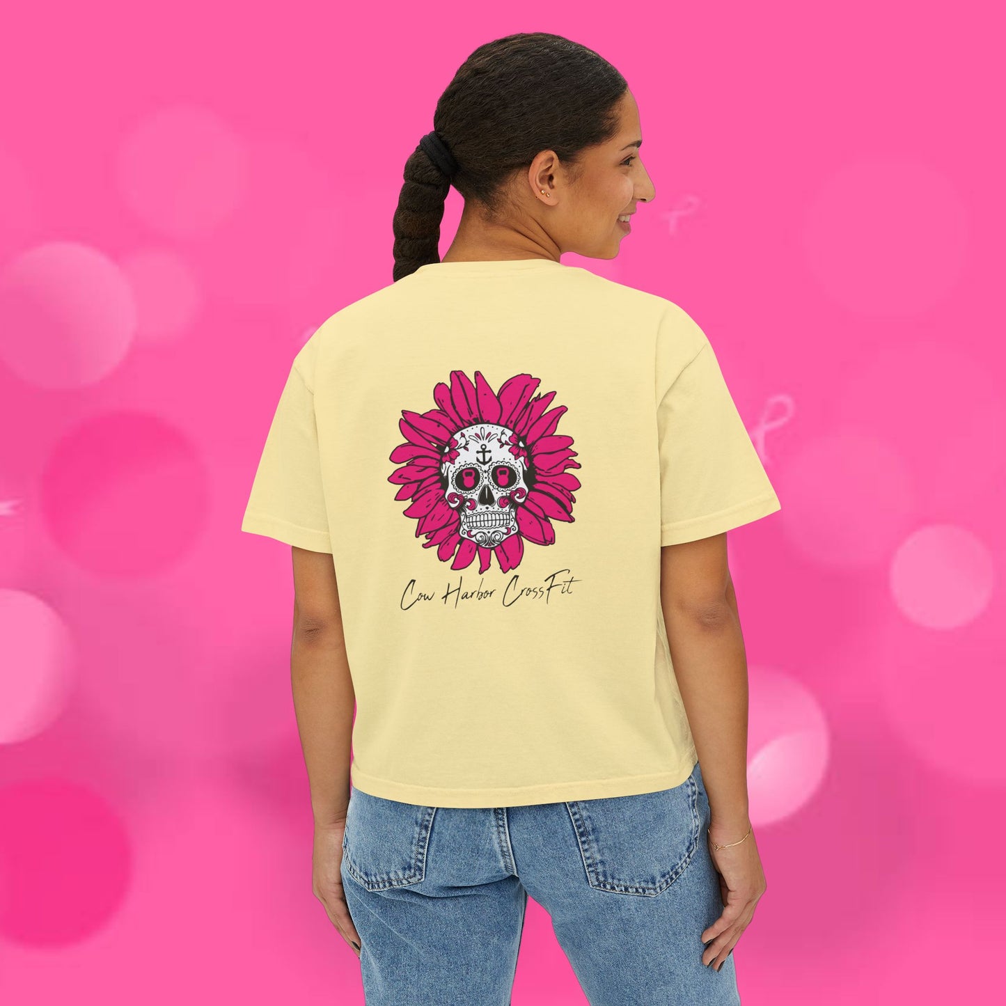 Barbells for Boos Women's Skull Boxy Tee