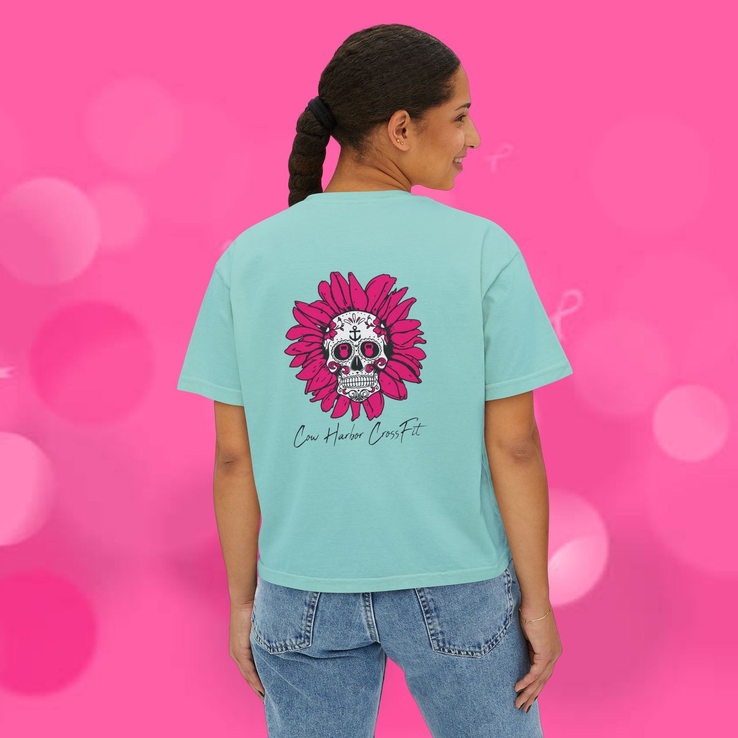Barbells for Boos Women's Skull Boxy Tee