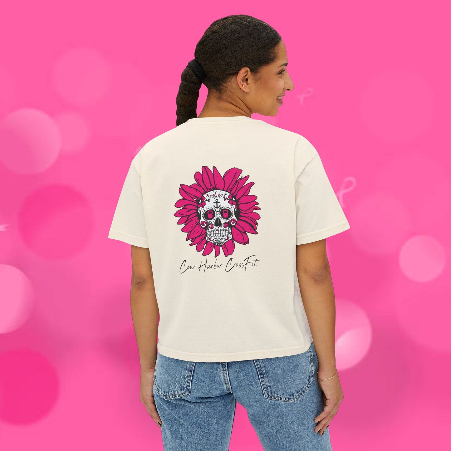 Barbells for Boos Women's Skull Boxy Tee