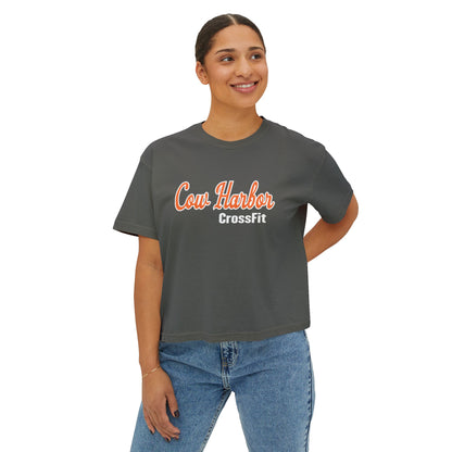 Cow Harbor CrossFit Women's Boxy Tee — Athletic Gym Crop Top