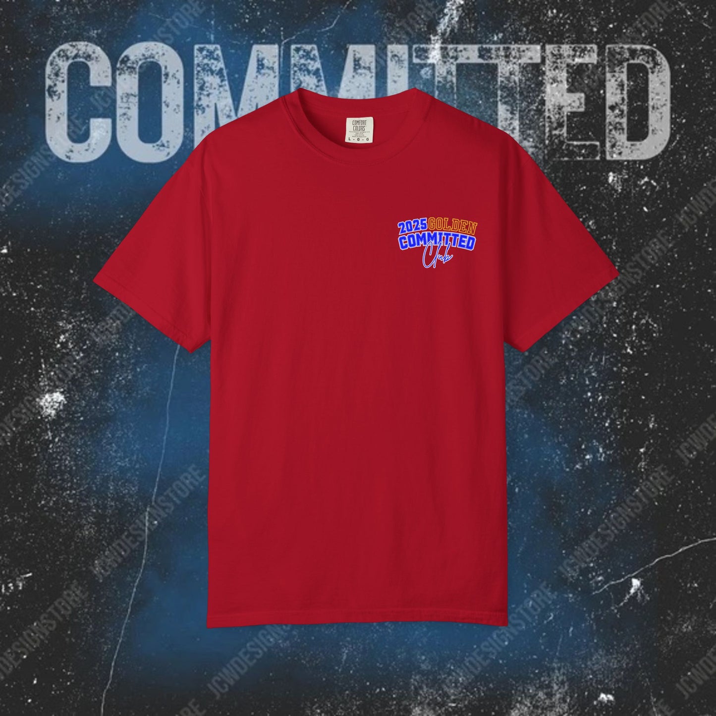 GOLDEN Committed Club T-Shirt — 100% pre-shrunk ring-spun cotton and heavy-weight construction