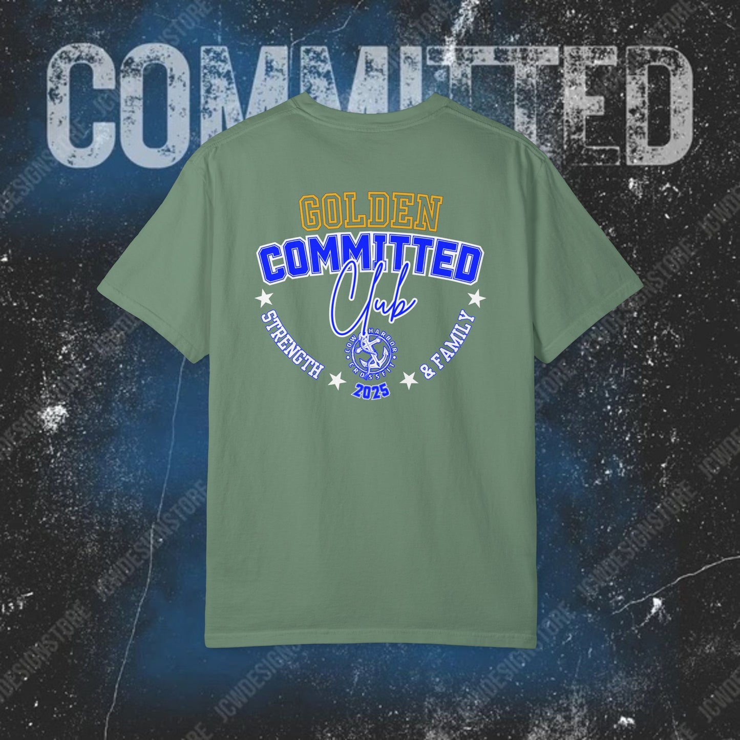 GOLDEN Committed Club T-Shirt — 100% pre-shrunk ring-spun cotton and heavy-weight construction