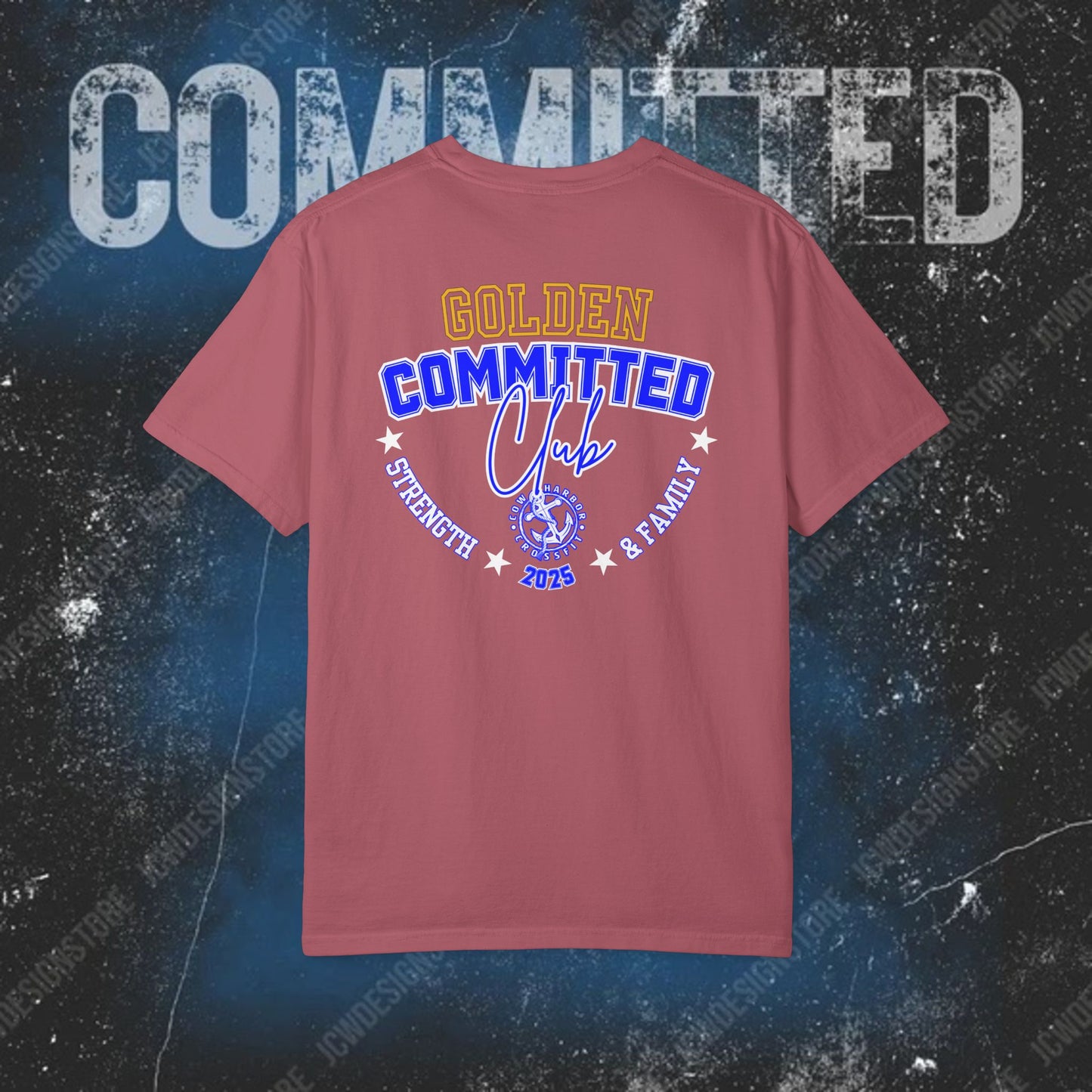 GOLDEN Committed Club T-Shirt — 100% pre-shrunk ring-spun cotton and heavy-weight construction