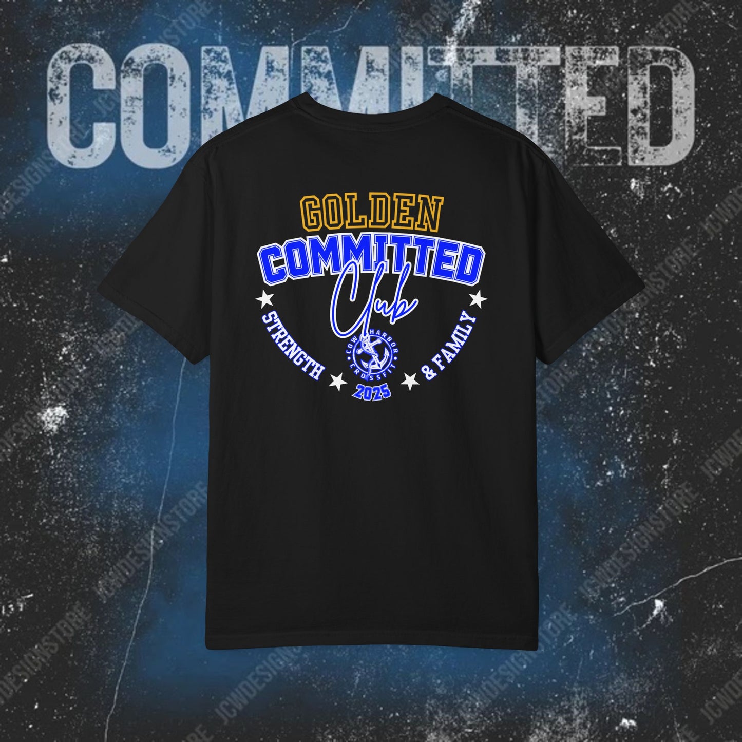 GOLDEN Committed Club T-Shirt — 100% pre-shrunk ring-spun cotton and heavy-weight construction
