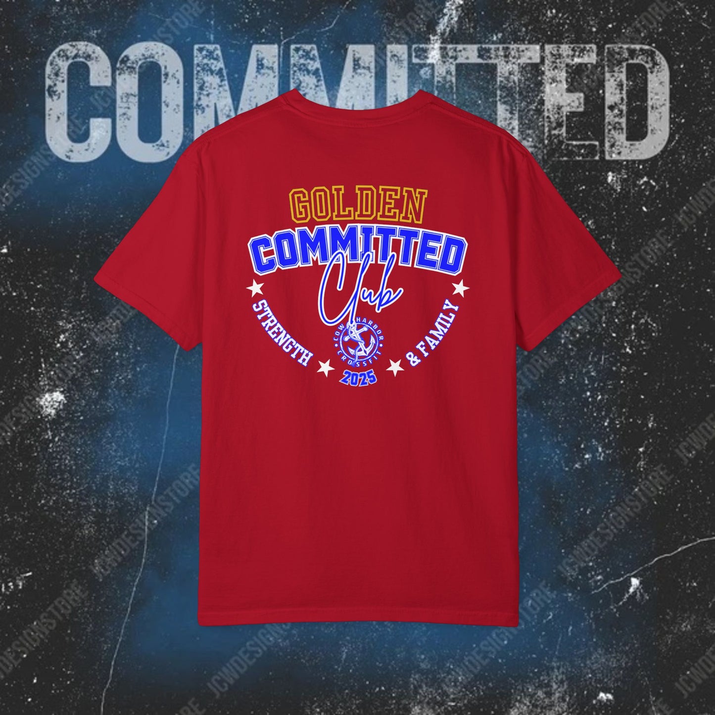 GOLDEN Committed Club T-Shirt — 100% pre-shrunk ring-spun cotton and heavy-weight construction