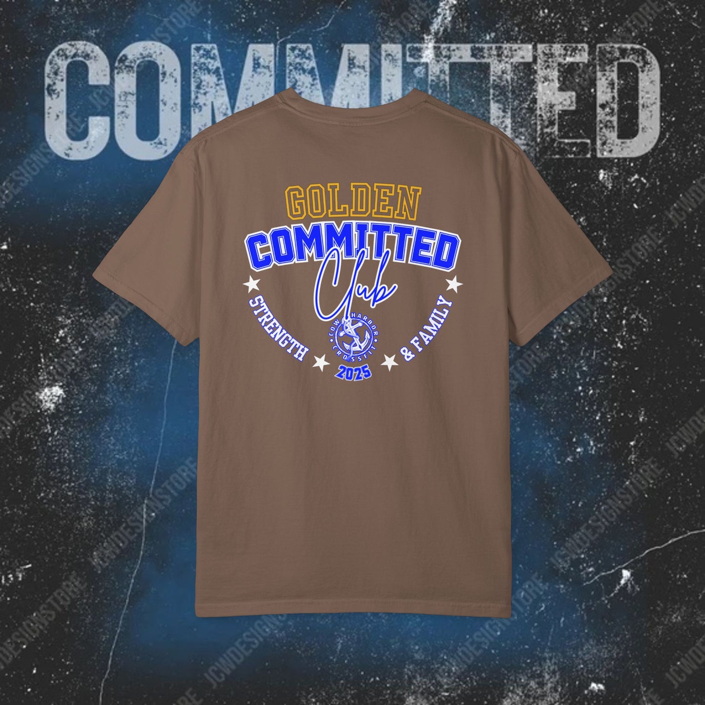 GOLDEN Committed Club T-Shirt — 100% pre-shrunk ring-spun cotton and heavy-weight construction