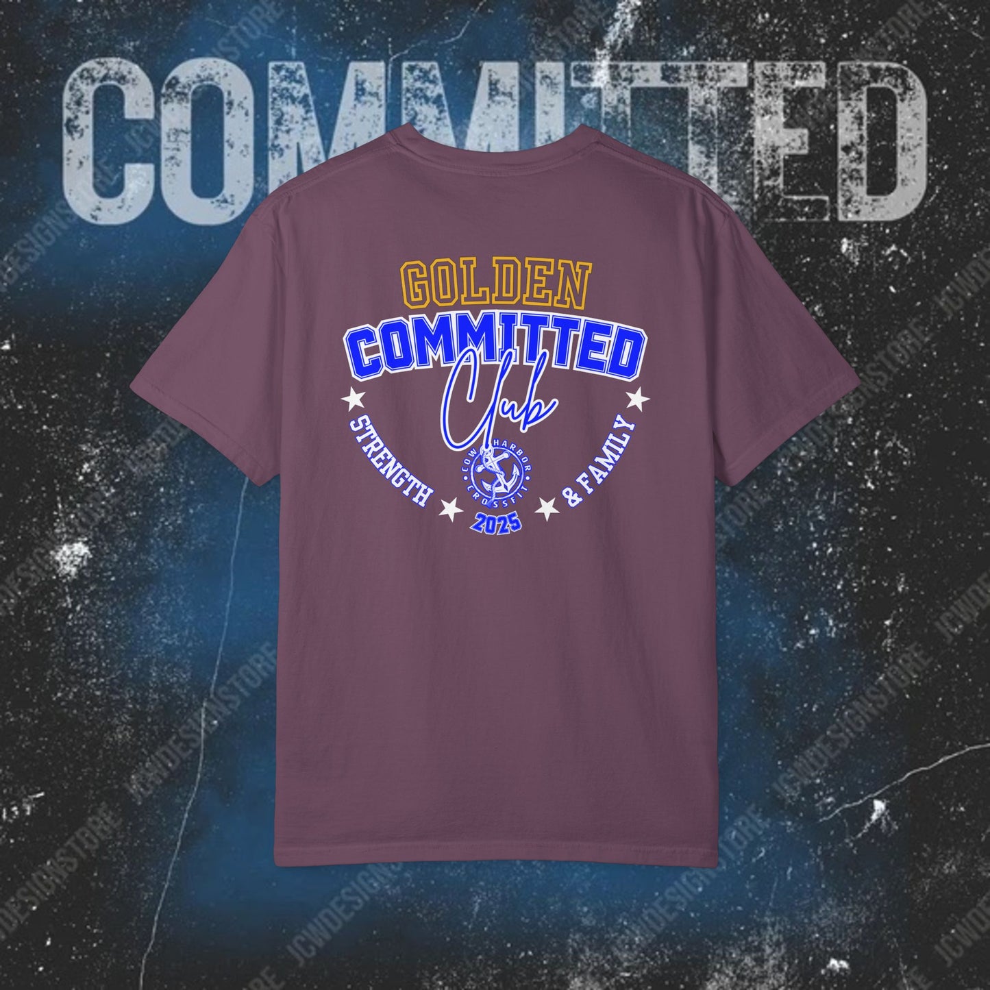 GOLDEN Committed Club T-Shirt — 100% pre-shrunk ring-spun cotton and heavy-weight construction