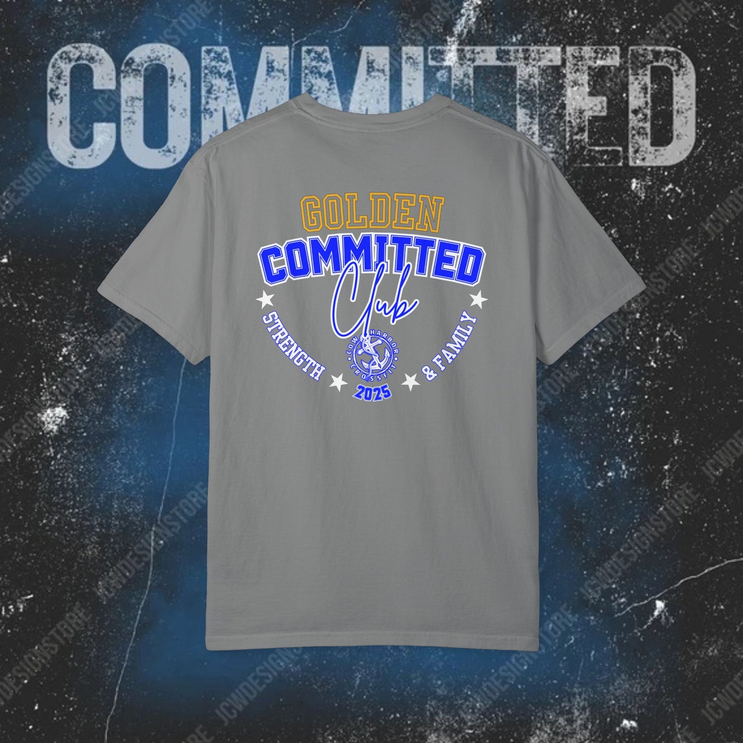 GOLDEN Committed Club T-Shirt — 100% pre-shrunk ring-spun cotton and heavy-weight construction
